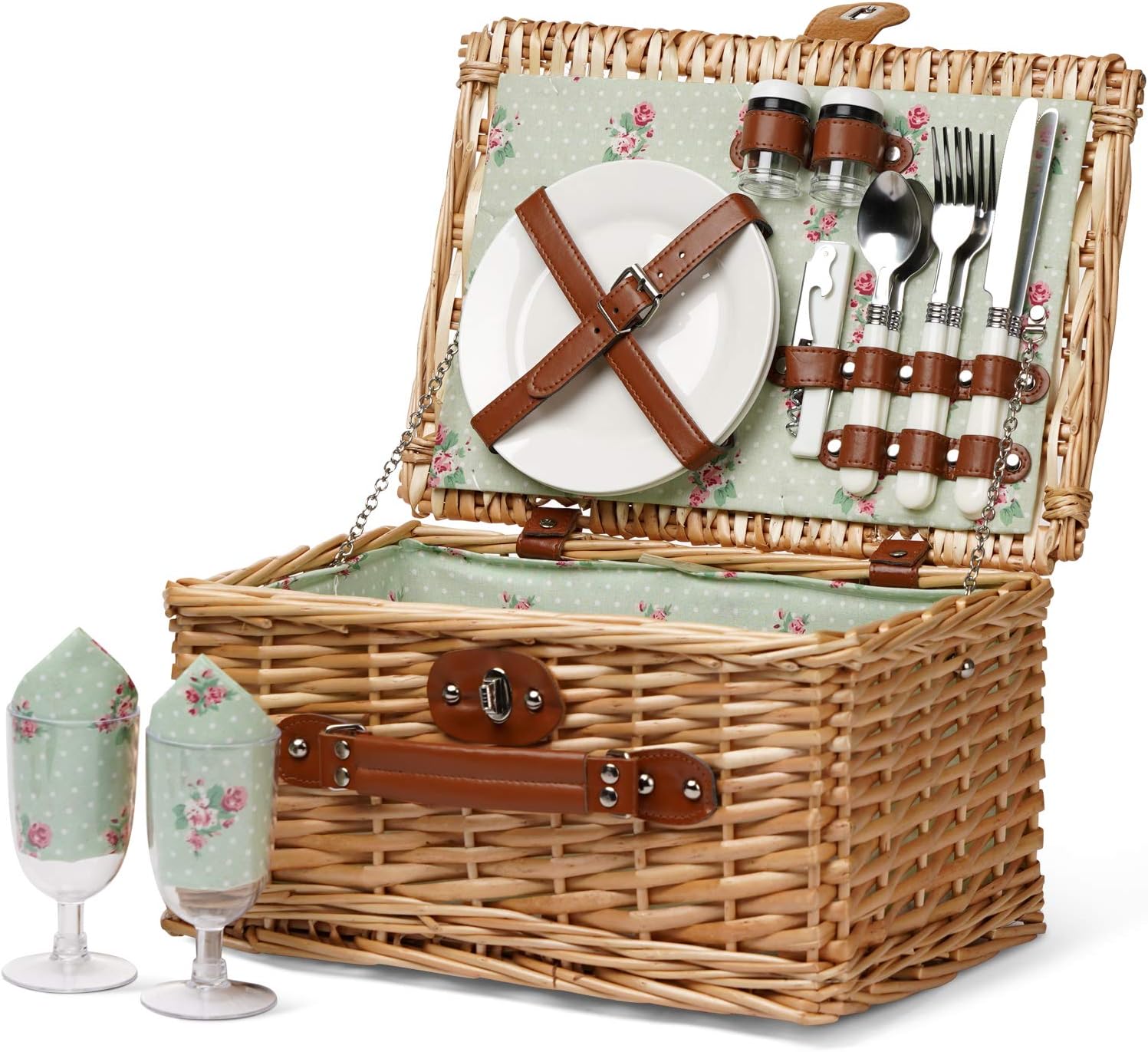 Amazon Com Zormy Wicker Picnic Basket For 2 Willow Hamper Basket Sets With Insulated Compartment Handmade 2 Person Picnic Basket With Utensils Cutlery Perfect For Picnic Camping Garden Outdoor