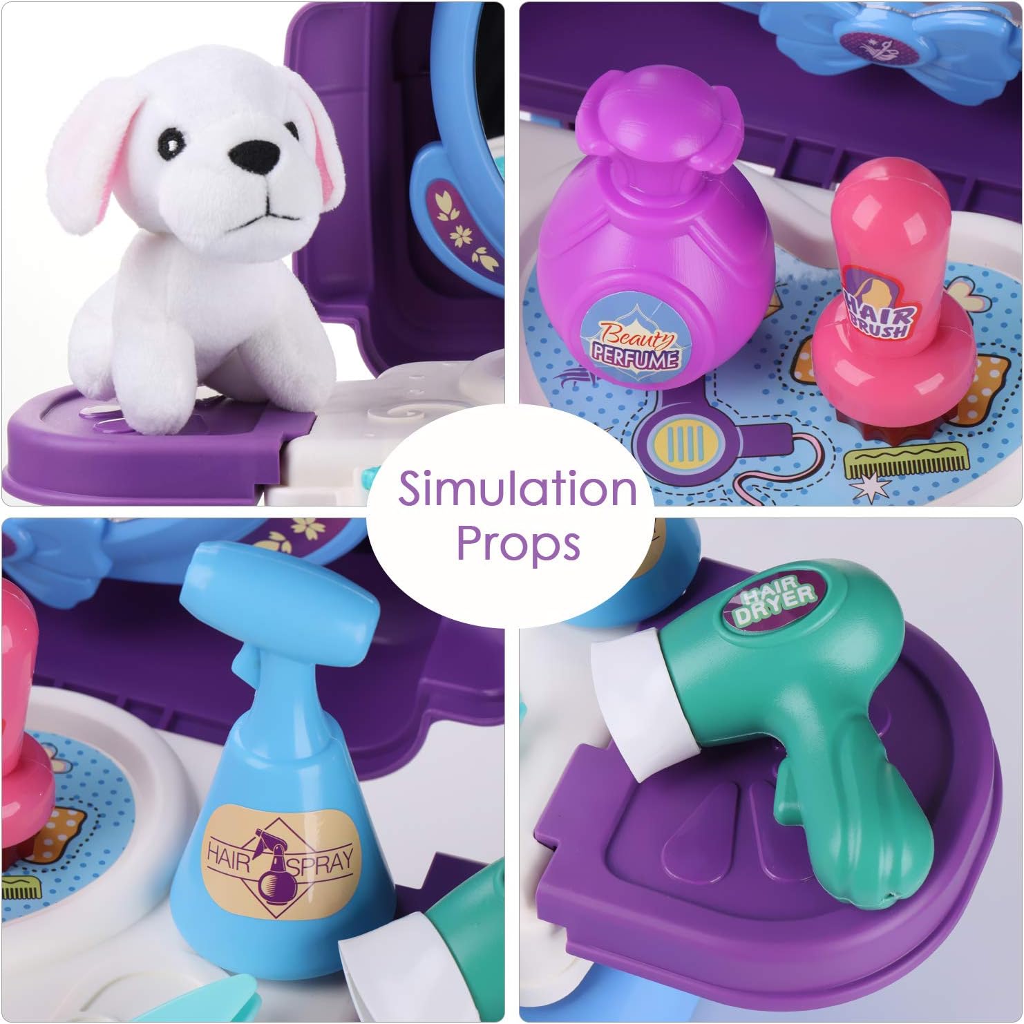 Kids Beauty Hair Salon Toy Pretend Play Hair Styling Set Simulation Hairdressing Kit with 3-in-1 Carrier Backpack, 16Pcs Role Play Educational Toy Pretend Game Gifts for Kids Girls Birthday Christmas: Toys & Games