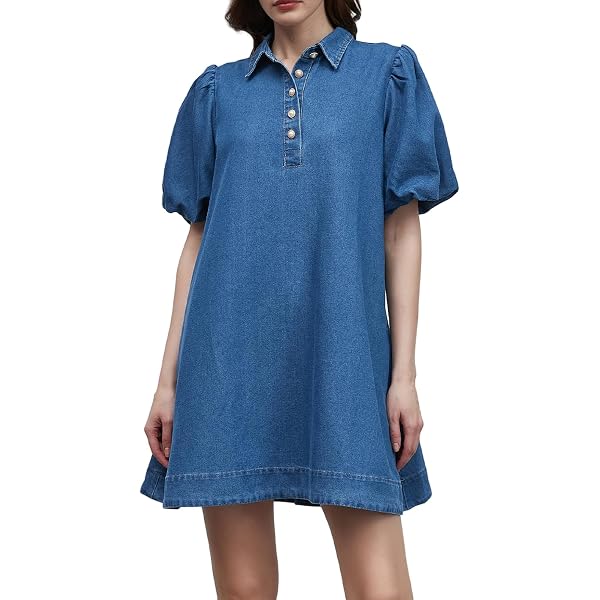 denim frayed shirt dress Piece Dyed Denim Dress