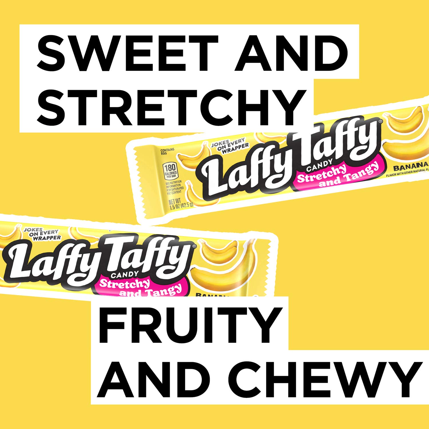 Laffy Taffy Stretchy & Tangy Banana, 1.5 Ounce, Pack of 24 : Taffy Candy : Grocery & Gourmet Food