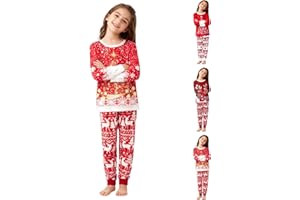 Boys Girls Christmas Pajamas Set 2 Piece Kids Satin Bed Cute Graphic Long Sleeve Shirt Pants (Light Pink, 3-4 Years)