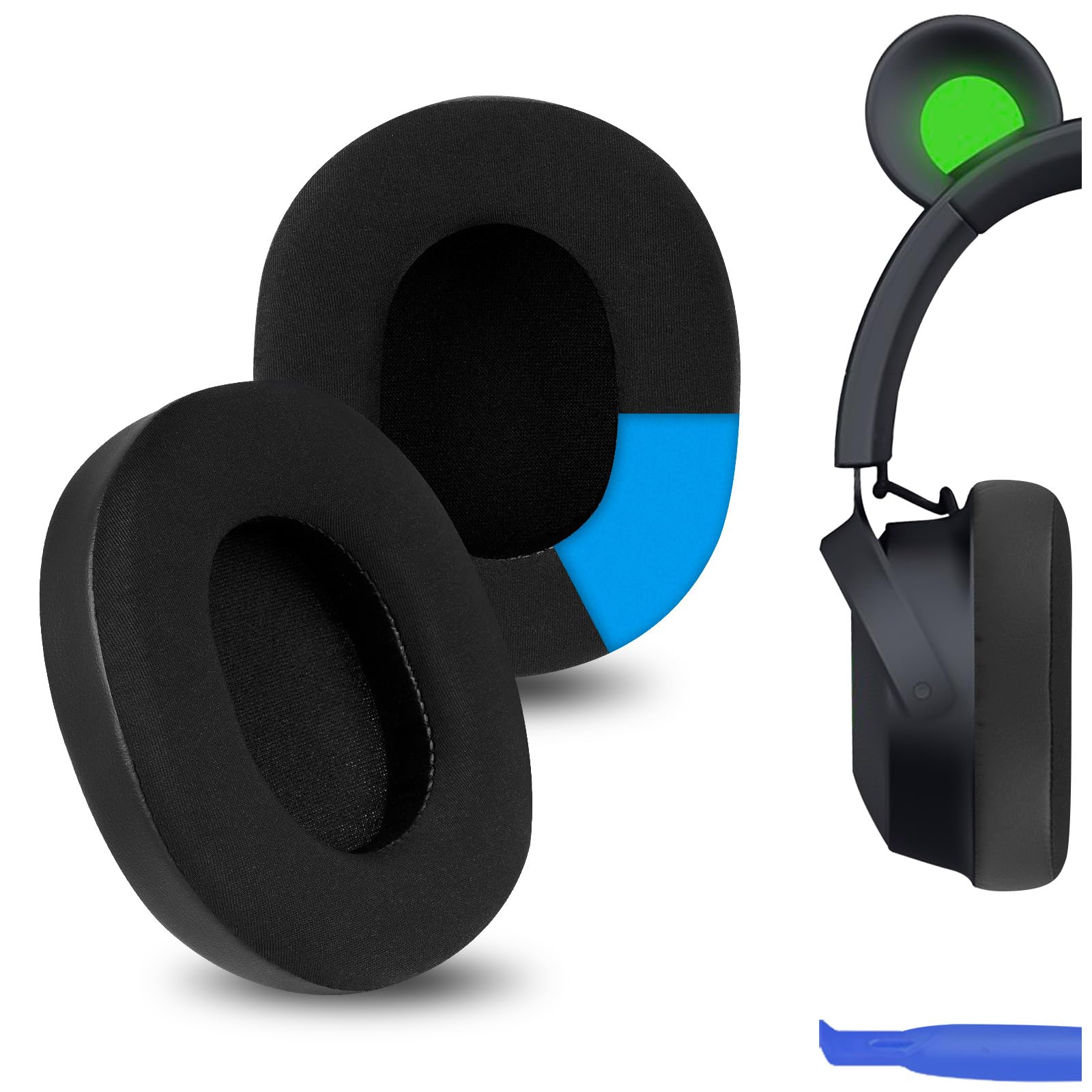 Geekria Sport Cooling-Gel Replacement Ear Pads for Razer Kraken V4/ V4X/ V4Pro/ Kitty V2 Pro, Barracuda/Barracuda X Headphones Ear Cushions, Repair Parts (Black)