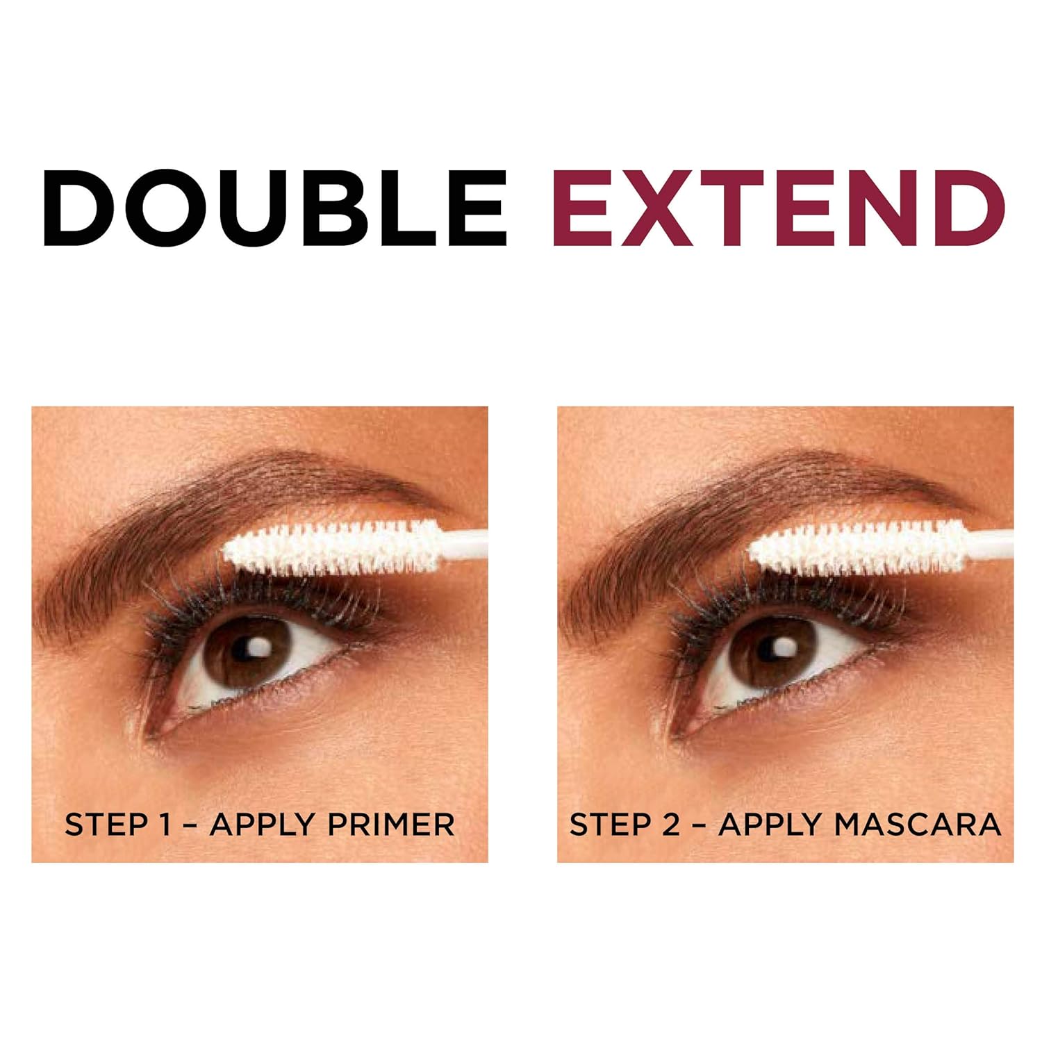 L'Oreal Paris Makeup Double Extend Beauty Tubes Lengthening 2 Step Mascara, Black, 1 Tube : Mascara : Beauty