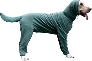 ARUNNERS Extra Large Dog Pajamas Pjs Bodysuits Full Body Coverage Onesie Clothes Anxiety Calming Surgery Recovery Suit for Great Dane, Dark Green, 5X-Large
