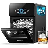 EUHOMY 2" Ice Ball Maker Countertop, 4Pcs Ready in 40Mins, 144Pcs/day, Self-Cleaning Sphere Ice Maker Machine with Crystal Clear Ice, Round Ice Cube Maker for Whiskey &amp; Bourbon