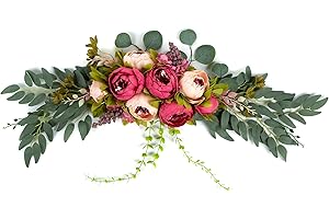 BLOSMON Wedding Arch Flowers Arrangements Decor 30'' Artificial Flower Swag for Wedding Arch Decorations Rose Red Peony Floral Swags for Lintel Wedding Sign Reception Backdrop Wall Door Decoration