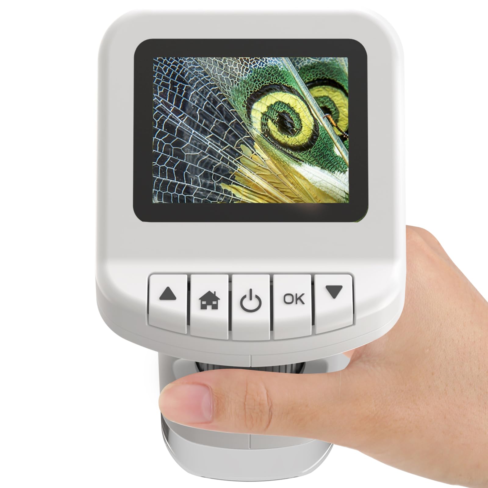 Photo 1 of 1200X Handheld Portable Microscope for Kids Digital Scope 2.0" Screen Rechargeable STEM Toy Slide Kit Pocket Science Gift for Children Ages 6-12 Students (White)