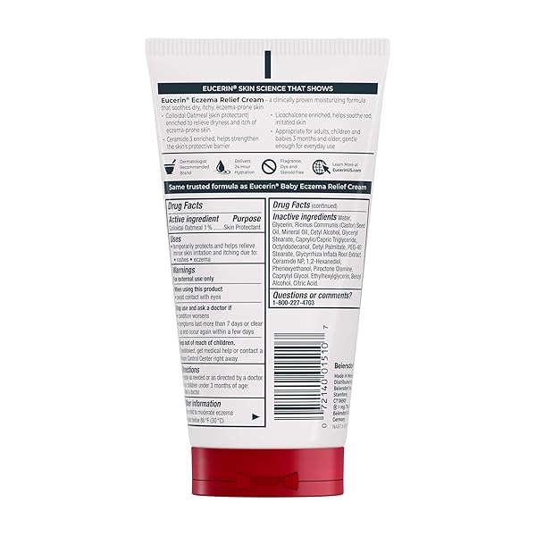 EUCERIN ECZEMA RELIEF CREAM AND BODY WASH (13.5 FL OZ) + ECZEMA RELIEF CREAM (5 OZ), SKIN CARE SET WITH COLLOIDAL OATMEAL (SKIN PROTECTANT)