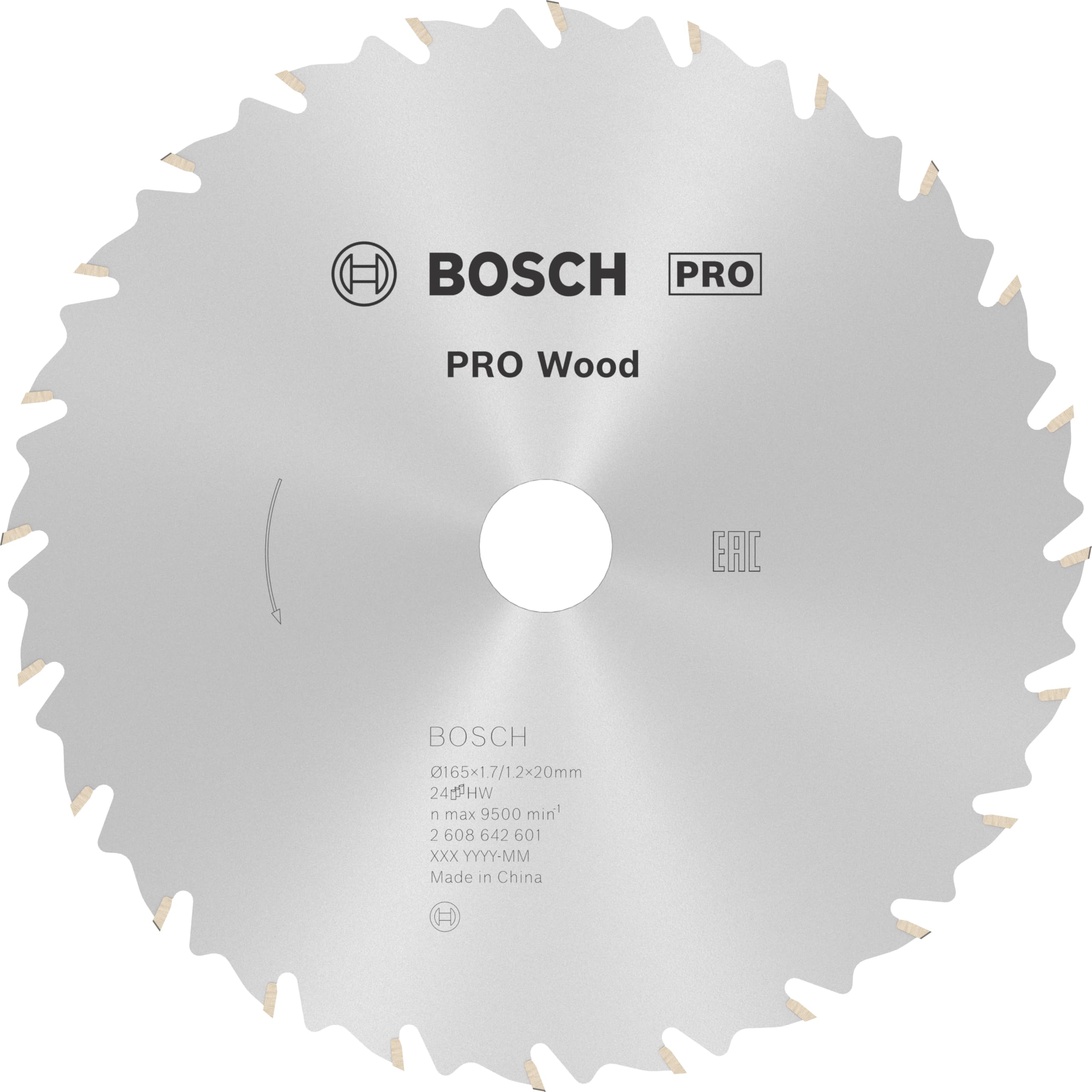 Bosch 1x PRO Wood Circular Saw Blade for Corded Hand-Held Circular Saws (for Softwood, Hardwood, Ø mm, Professional Accessory Hand-Held Circular Saw)
