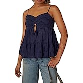 Women Teens Cute Babydoll Tops Y2k Floral Lace Trim Camisole Ruffle Tank Top Summer Flowy Peplum Top Streetwear