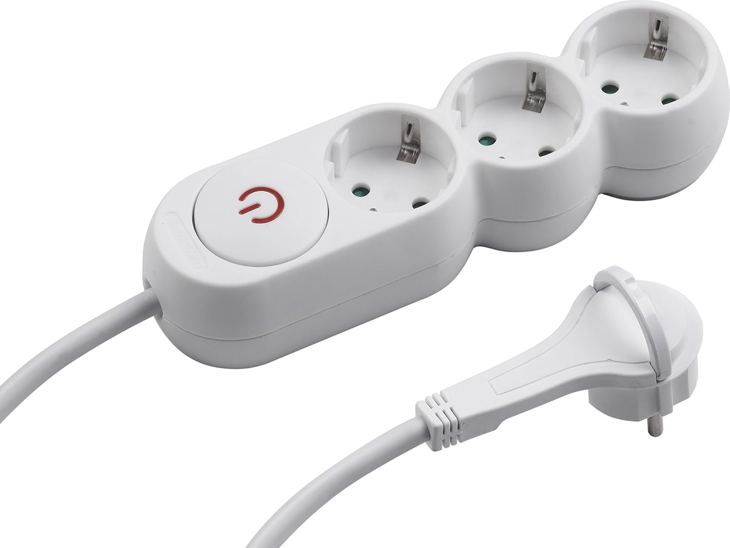 Meister Steckdosenleiste 3-fach Mit Überspannungsschutz - 2m Kabel, Weiß, Inklusive Zusatzstecker