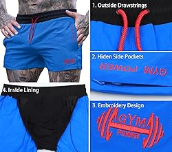 Muscle Alive Men's 4" Running Workout Shorts with