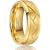 SOXEMAN Men's Tungsten Wedding Band, 8mm Wide Chevron Pattern, Industrial Satin Finish