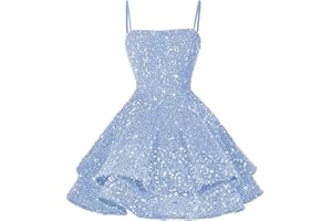 YOFF Sequin Short Homecoming Dresses for Teens 2025 Sparkly Spaghetti Straps Sweet 16 Prom Cocktail Dress YO070
