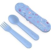 Bentgo Kids Utensil Set - Reusable Plastic Fork, Spoon & Storage Case - BPA-Free Materials, Easy-Grip Handles, Dishwasher Safe - Ideal for School Lunch, Travel, & Outdoors (Lavender Galaxy)