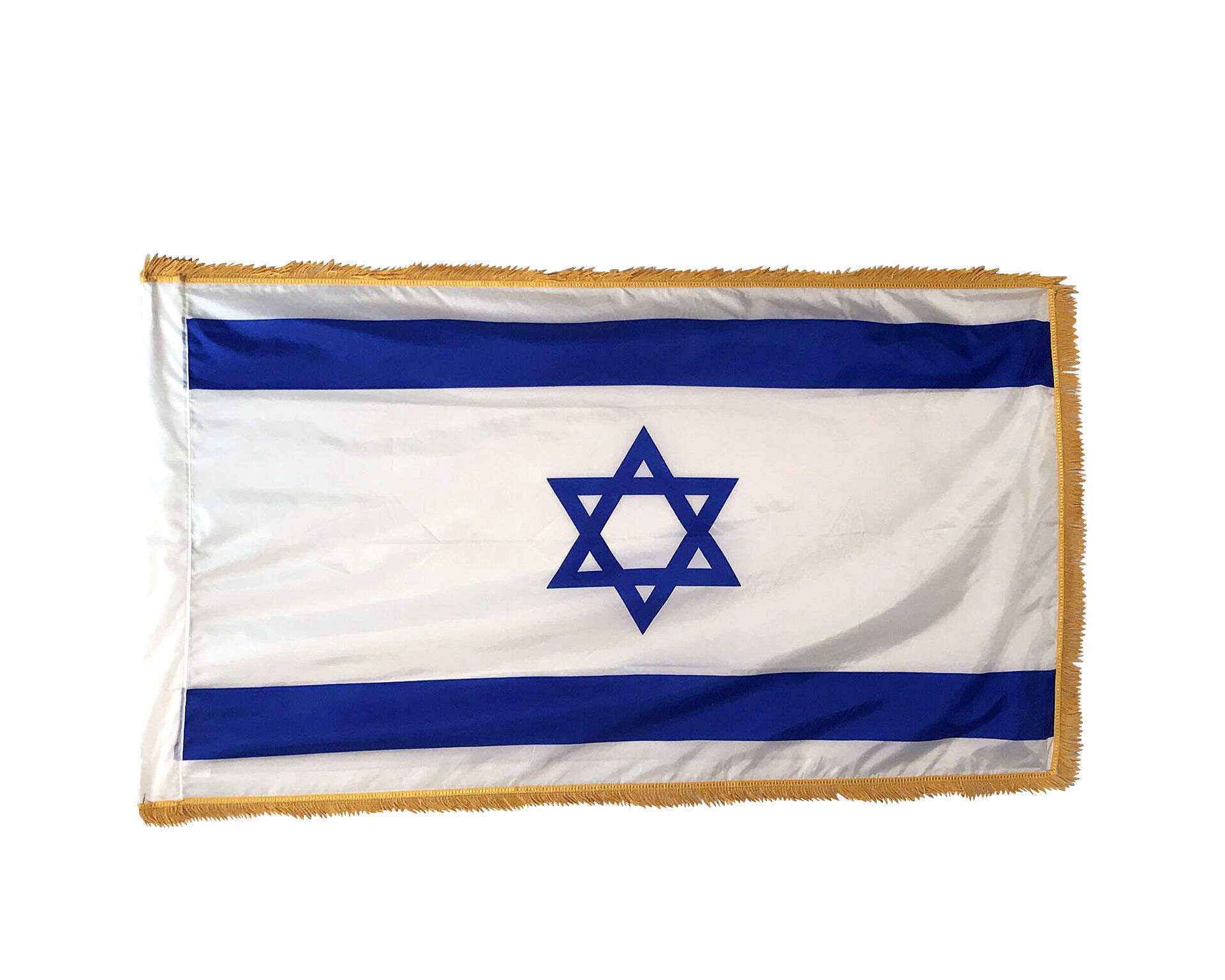 3x5' Israel Indoor Flag with Pole Hem and Gold Ornamental Fringe, Made in USA