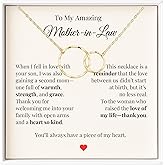 IPINK-Mother in Law Gift Necklace - Interlocking Circles Pendant with Sentimental Message Card - Elegant Jewelry for Mother's Day, Birthday, Wedding, Christmas, Bonus Mom