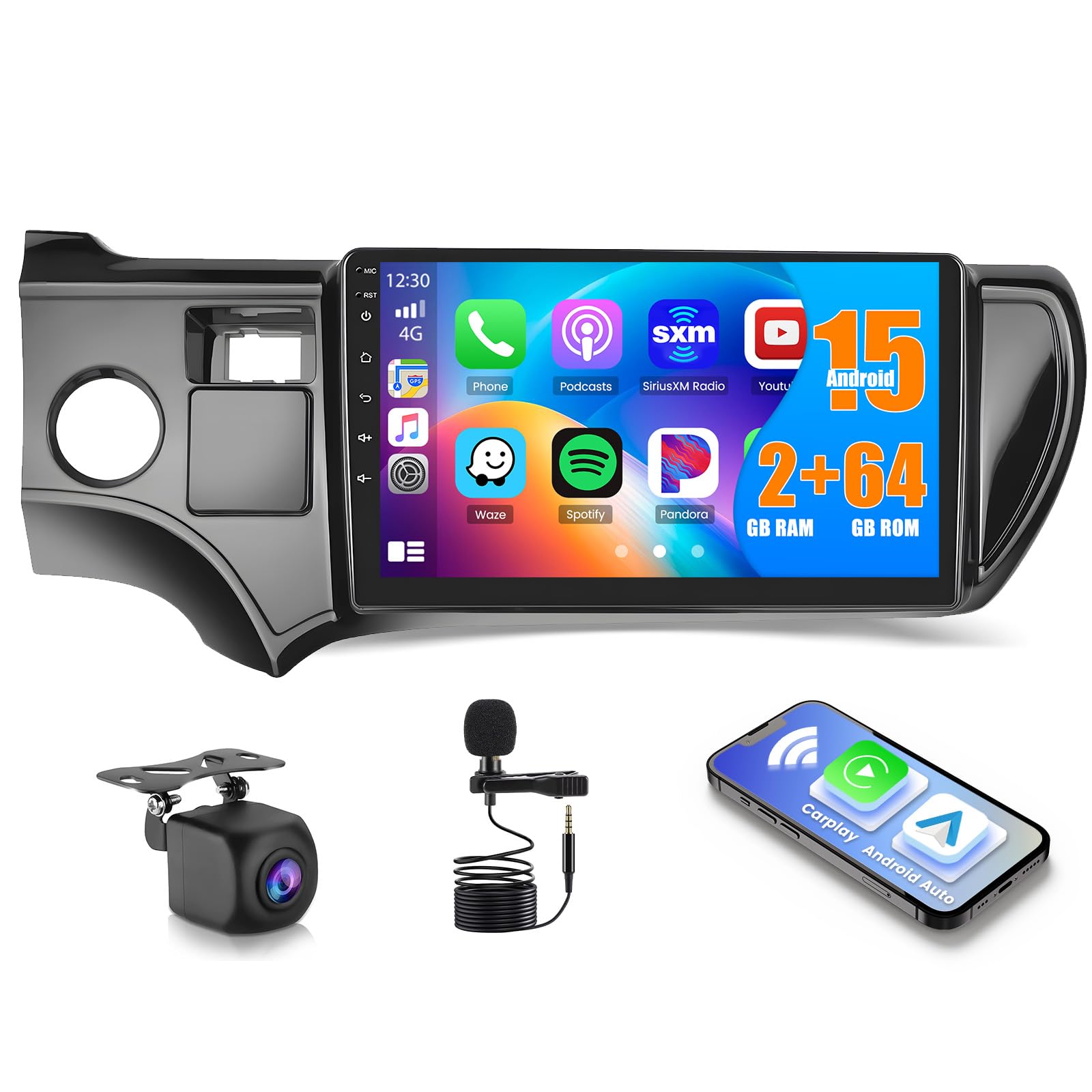 Photo 1 of [2G+64G] Upgrade Android Car Radio Stereo for Toyota Prius C 2012 2013 2014 with Wireless Carplay Android Auto, 9 inch Touch Screen Car Radio Bluetooth GPS FM RDS EQ WiFi +Free AHD Backup Cam