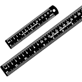 12 Inch and 6 Inch Metal Ruler Kit with CM, MM, Inches and Conversion Chart