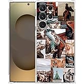 Hsondcn Case for Samsung Galaxy S25 Ultra with Cowboy Art Design,Cowgirl Riding Horse Wild West Scenery Pattern,Trendy Soft TPU Phone Cover Bumper(S25U,Western)