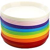 Frcctre 24 Pack Plastic Plates, 7 Inch Colorful Plastic Dinner Plates Salad Plates, BPA Free Reusable Small Snack Plates Dinn