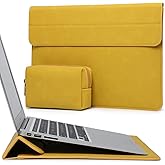 HYZUO 13.3-14 Inch Laptop Sleeve Case with Stand Feature for MacBook Pro 14 M5/M4/M3/M2/M1 2026-2021, MacBook Pro/Air 13.3, 13.5" 13.8" Surface Laptop, HP Spectre X360 13/14, Olive Yellow