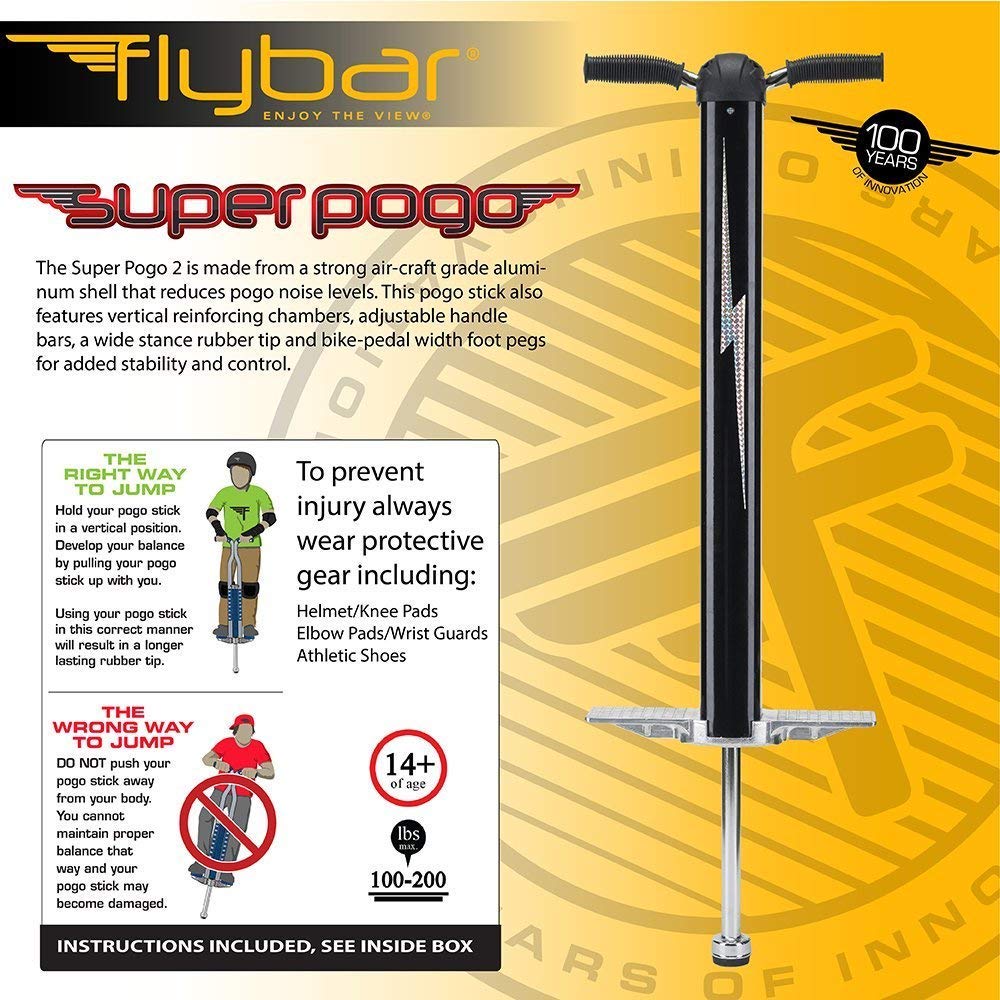Flybar Super Pogo 2 - Pogo Stick For Kids and Adults 14 & Up Heavy Duty For Weights 90-200 Lbs