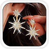 Catery Rhinestone Star Earrings Gold Celestial Earrings Dangle Drop Wedding Jewelry for Women