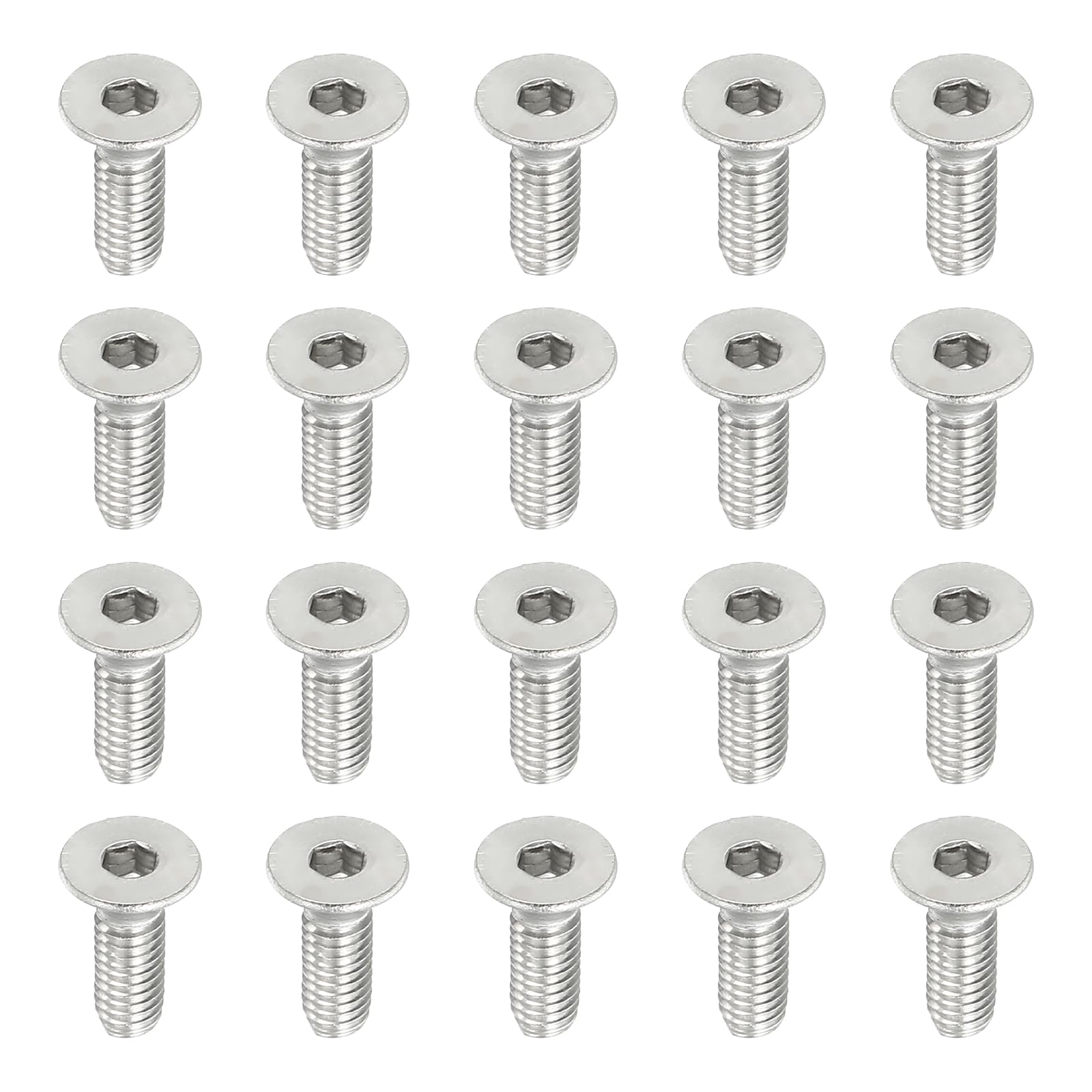 PATIKIL M4 x 12mm Flat Head Socket Cap Screws, 50 Pack 304 Stainless Steel 18-8 Machine Screws Flat Countersunk Bolts Hex Socket Drive Fasteners Grade 6.8 — image 1