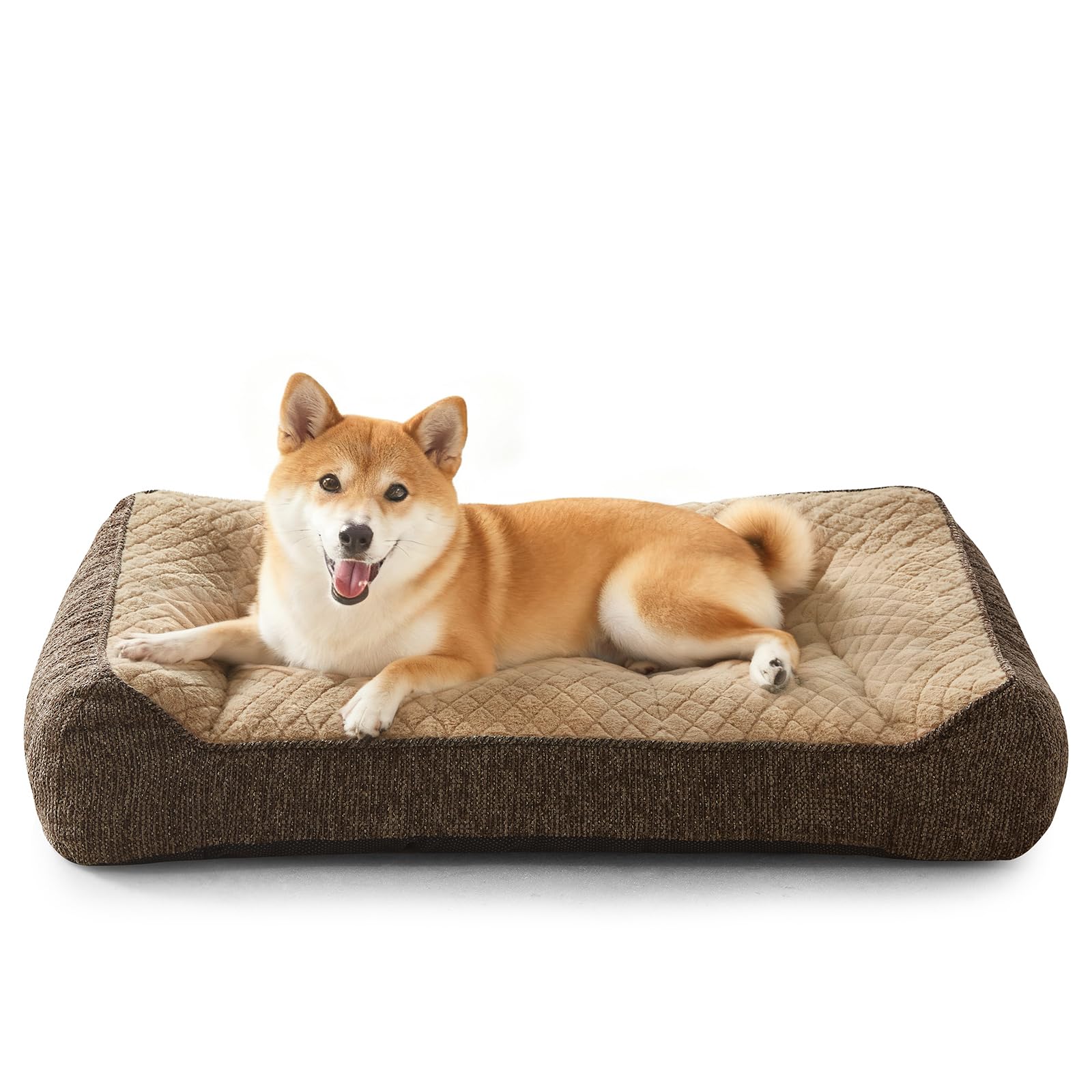 Photo 1 of **HAS A HOLE IN IT**JOEJOY Orthopedic Dog Bed Medium Sized Dogs, Extra Thick Supportive Big Dog Couch Bed with Sides, Ultra Soft Pet Bed Sofa, Brown, 35''x25''