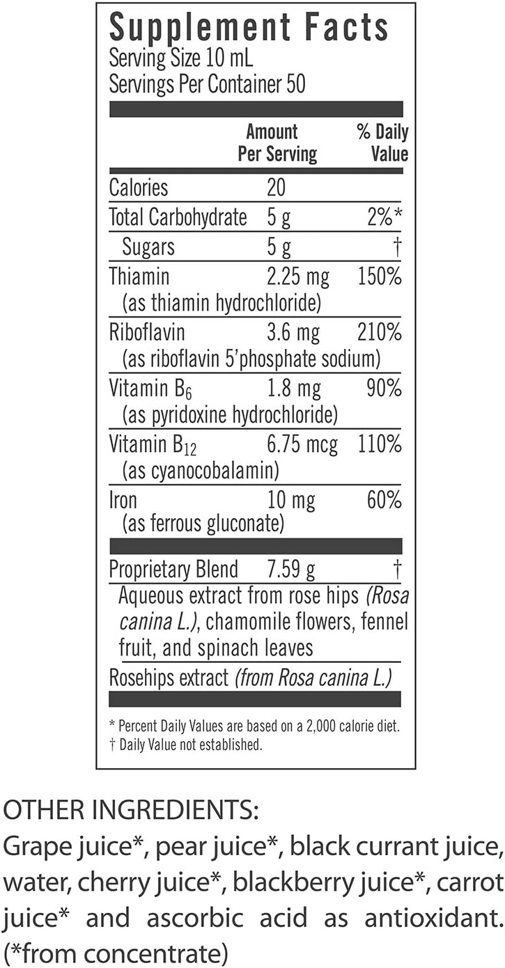 Floravital Liquid Iron Supplement + Herbs 17 Ounce LARGE - Vegan, Non GMO & Gluten Free - Non Constipating, Yeast Free for Men & Women: Health & Personal Care