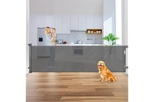 GENERIC Retractable Baby Gates-110 Inch Baby Gates Extra Wide for Large Opening Baby Gate-Retractable Driveway Guard, Indoor Outdoor Long Baby Gate, Retractable Dog Gate for The House Extra Wide