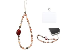 S.J JEWELRY Phone Charm Phone Wrist Strap with Tether Tab Beaded Phone Lanyard Phone Wristlet Handmade Semi-Precious Gemstone Phone Chain