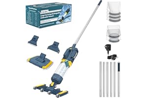Vucaki 5-in-1 Handheld Pool Vacuum with 10.8FT Telescopic Pole – 14" Wheel Vacuum Head, 18.9GPM Suction, 70Min Runtime, Heavy