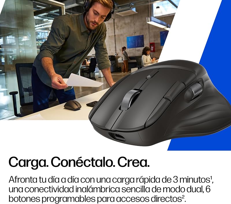 Rato Ergonómico Sem Fios 780M com Scroll Ultra Rápido, Super Capacitor Recarregável, 6K dpi, Bluetooth, Roda de Scroll Lateral, Multi Dispositivo, Compatível com Windows e Mac