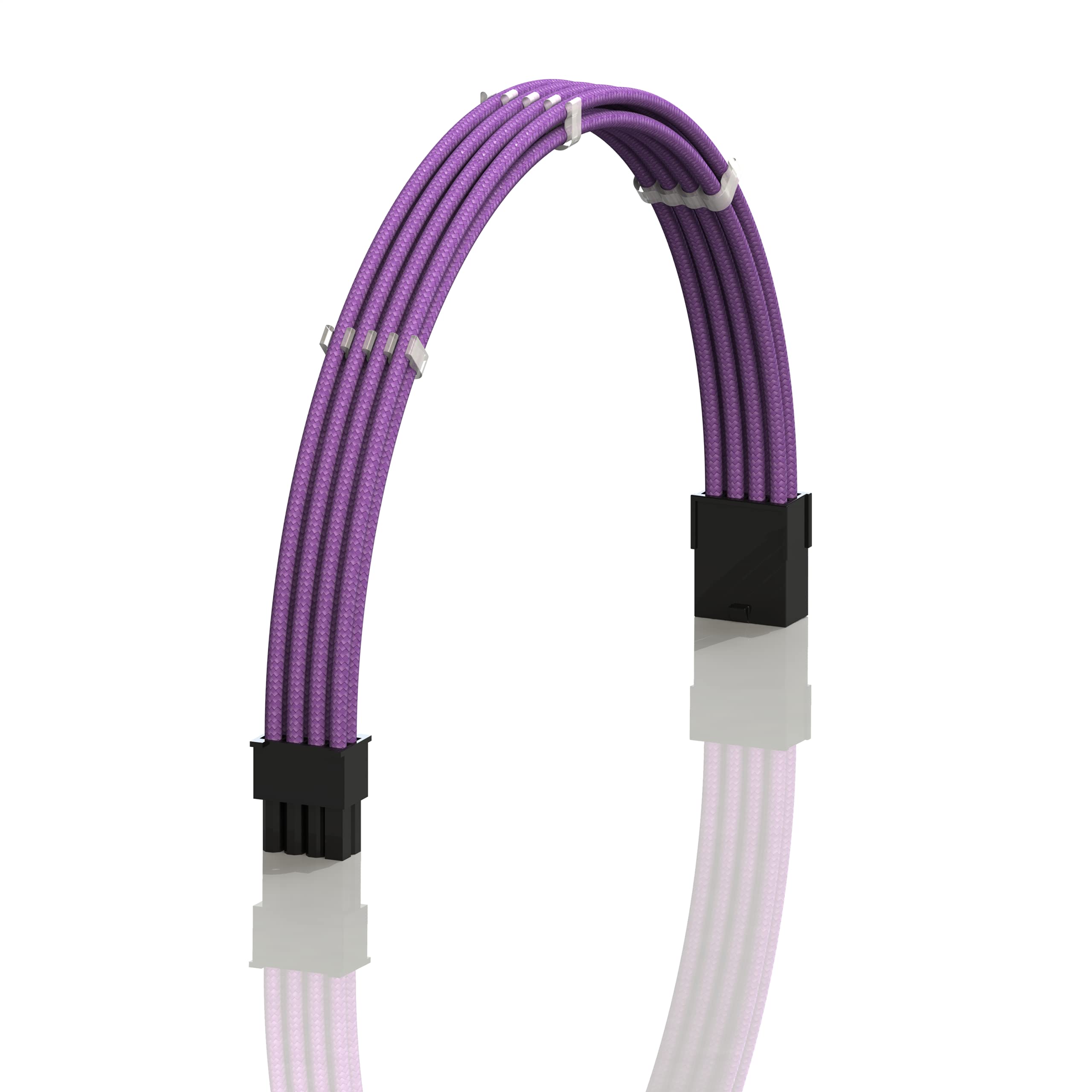 LINKUP - AVA 30cm PCI-E 8 Pin (6+2) GPU PSU Power Supply Braided Sleeved Custom Mod PC Extension Cable w/Combs | Strong & Stiff Design | Single Pack | 300mm - Purple