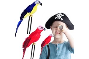 Matiniy 2 Pcs Pirate Parrot on Shoulder Life Sized Parrot Toy for Pirate Costume Accessories for Halloween Pirate Party