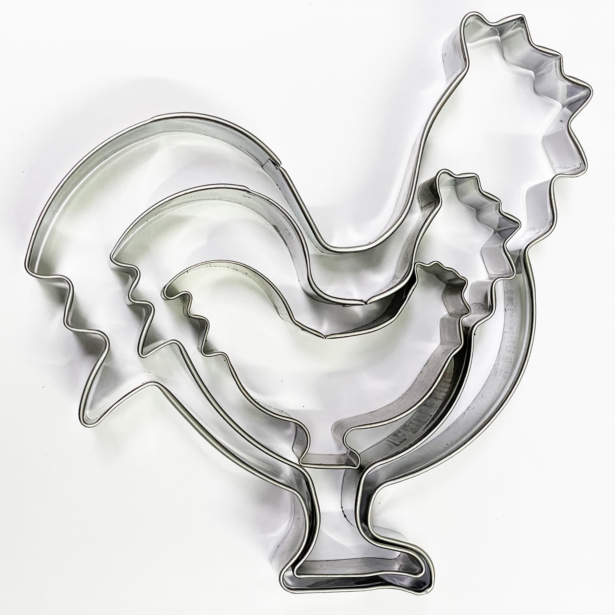 Selecto Bake 3 Pieces of Farm Rooster Cutters Set Stainless Steel Cookie Stamps Sandwich Cutter Fondant Cake Mould Biscuit Press