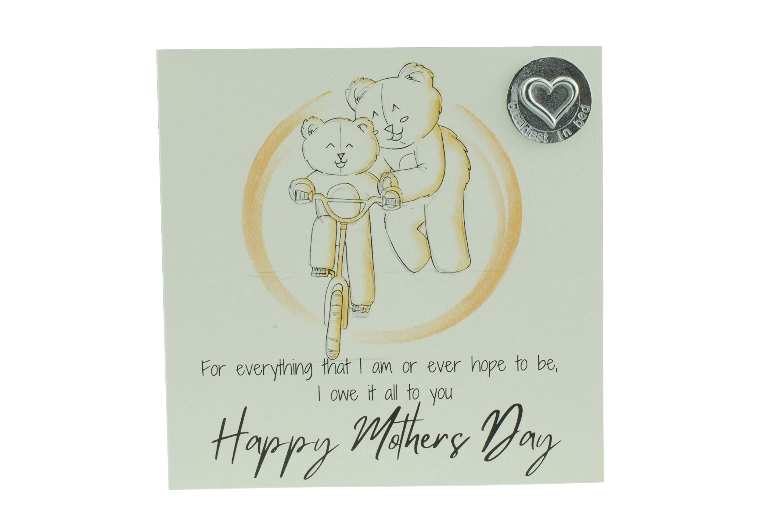 Thoughtful Mothers Day Card with Mum and Child Playing – Includes ‘Breakfast in Bed’ Gift Token (gcmumbikebib)