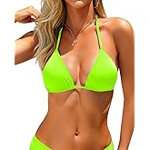 Tempt Me Women Triangle Bikini Top - Adjustable String Halter Swimsuit Sexy Push Up Bathing Suit Top Only