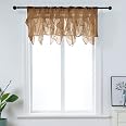 PearAge Ruffled Voile Valance Curtain 52x26 Inches - Semi Sheer Shabby Chic For Kitchen, Bedroom