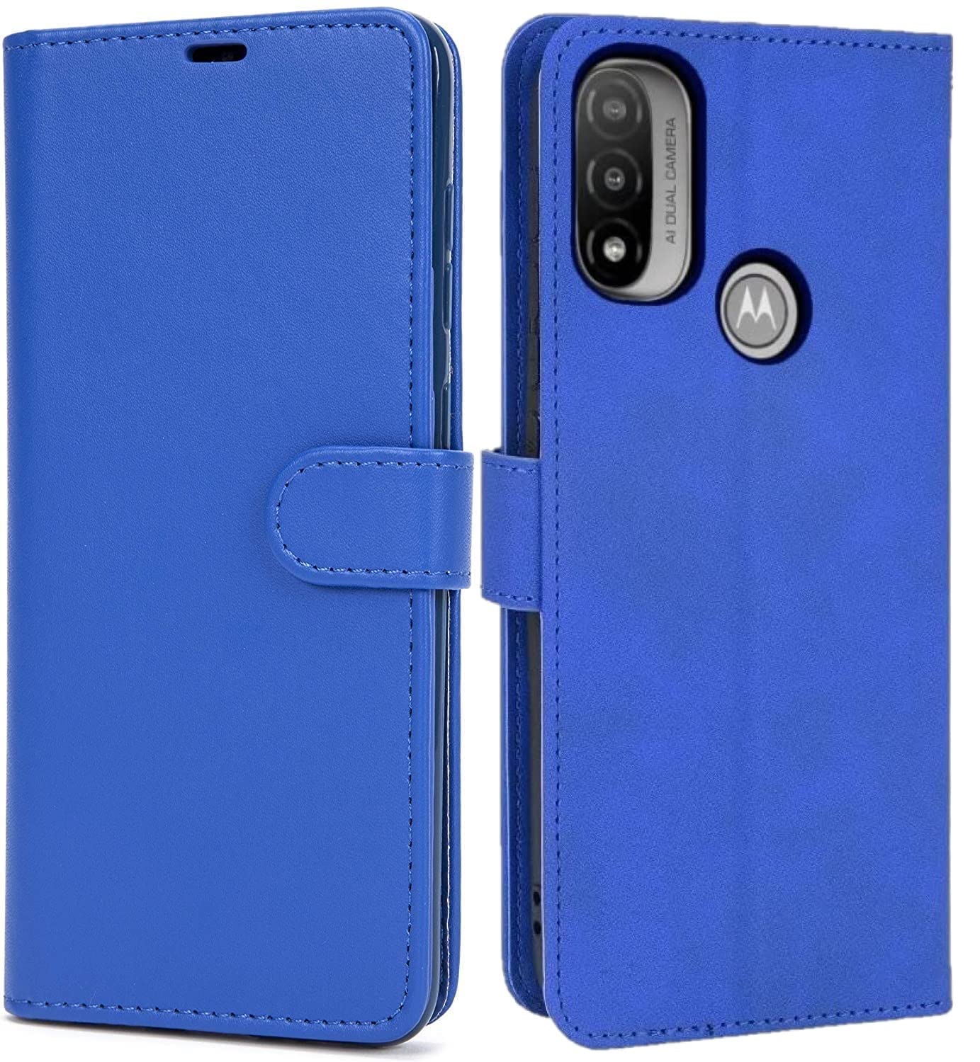 AMAZE!UK For Motorola Moto E20 / Moto E30 / Moto E40 Phone Case, Leather Flip Wallet Magnetic Closure Protective Book Cover (Blue)