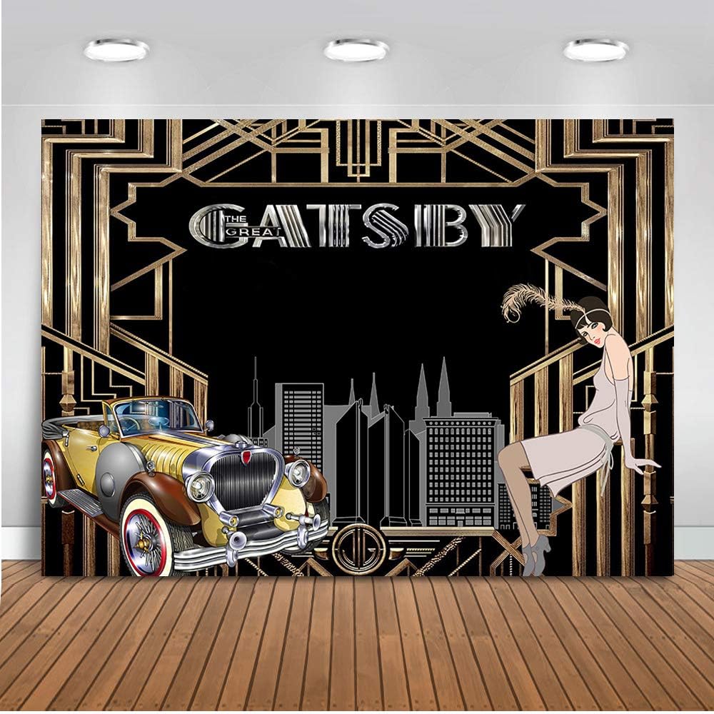 Mehofoto The Great Gatsby Backdrop 1920's Retro Flapper Girl Photography Background 7x5ft Vinyl Vintage Gatsby Party Banner Backdrops