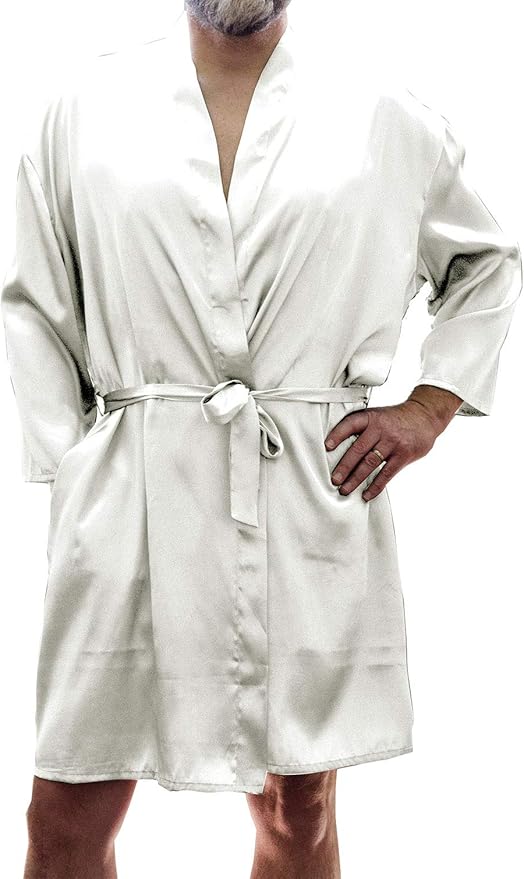 Vx Intimate Men's Silky Satin Classic Short Kimono Robe 3079 (One Size