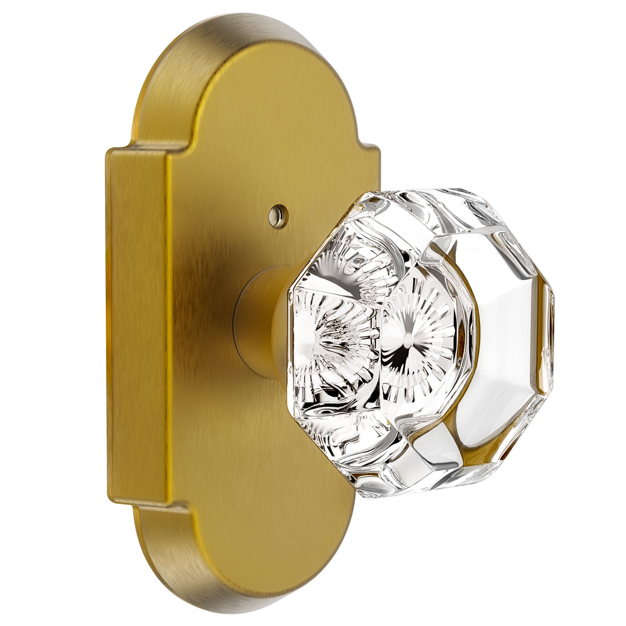 Photo 1 of Crystal Door Knobs Interior, Antique Brass Door Knob with Lock, Glass Privacy Door Knob for Bedroom Bathroom 1 Pack