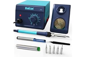 BAKON 969 Soldering Iron Kit,90W Precision Soldering Station,Soldering Kit with Knob Stepless Temp Controlled,5 Extra Iron Tips,Lead-Free Solder,Sucker,Tweezers,for Electronics Beginner