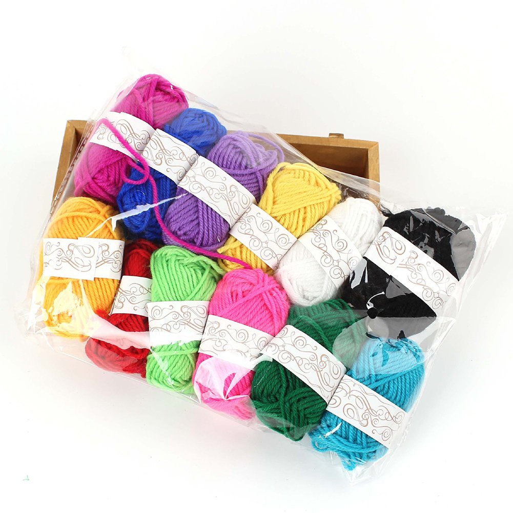 4 Size Pompom Makers,Fluff Ball Waver with 12 Skeins Acrylic Yarn Craft Tool Kit for DIY Wool Yarn Crochet Knitting