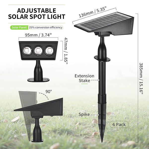 SOLAR SPOT LIGHTS OUTDOOR, RGB SOLAR LANDSCAPE SPOTLIGHTS IP65 WATERPROOF ADJUSTABLE LIGHT HOUSE LIGHTS COLORFUL SPOT LIGHT FOR YARD GARDEN PATHWAY (6)