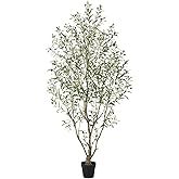 Nafresh Super Full Faux Olive Tree, 7FT Artificial Olive Tree Indoor, Fake Silk Trees with Realistic Leaves and Lifelike Fruits for Indoor Outdoor Living Room Corner Office Bedroom Home Decor