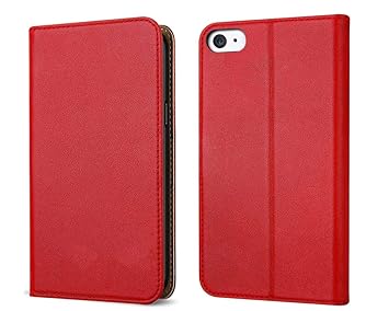 FDTCYDS iPhone 4 hülle, iPhone 4s Handyhülle, Premium Leder Handy Schutzhülle Flip Case Tasche für Apple iPhone 4/4s - Rot